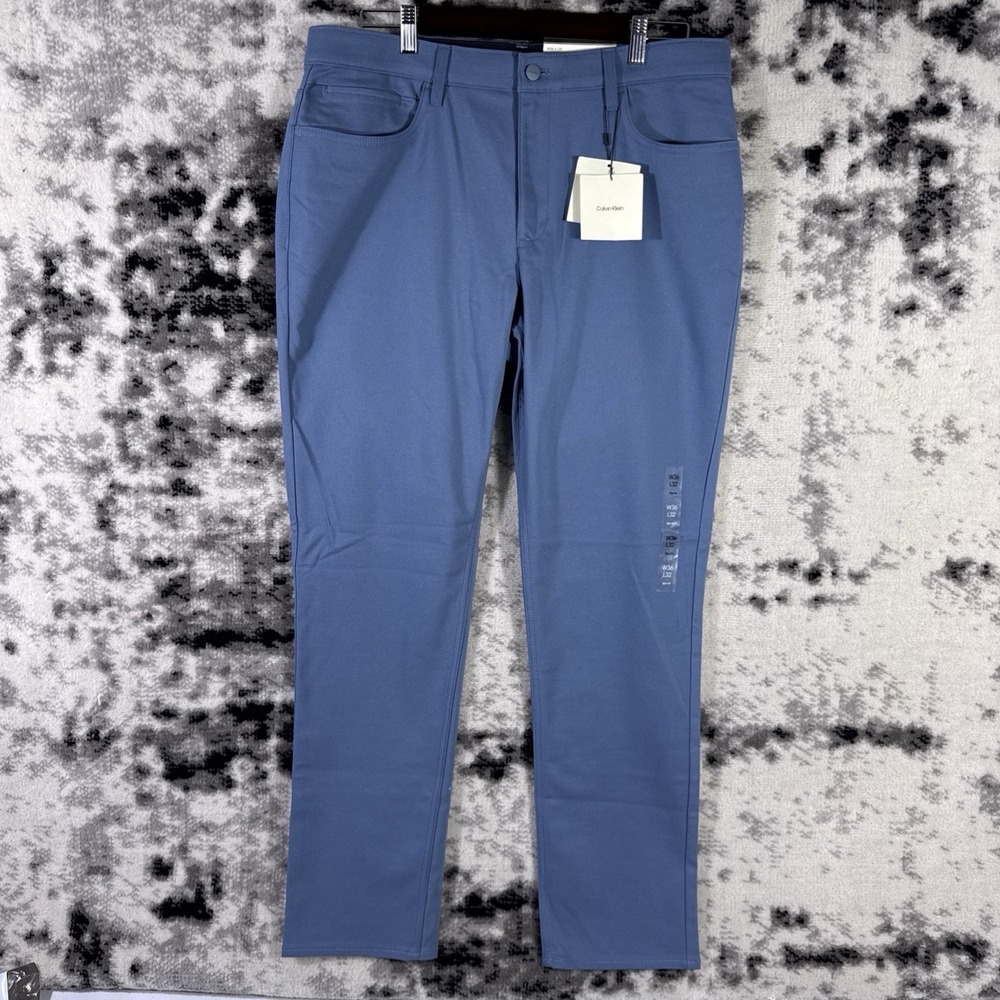 New Calvin Klein Dress Pants Mens Size 36x32 Blue Performance‎ Office Career